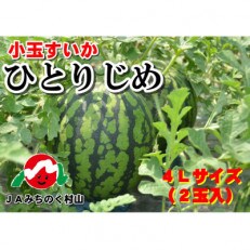 尾花沢産小玉すいか　ひとりじめ4Lサイズ(約3kg)×2玉　7月中旬～下旬頃発送【JA】