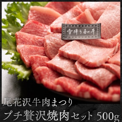 【雪降り和牛】尾花沢牛肉まつり プチ贅沢焼肉セット ロース・カタ・モモ・カルビ 500g