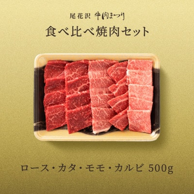【雪降り和牛】尾花沢牛肉まつり　プチ贅沢焼肉セット　ロース・カタ・モモ・カルビ　500g