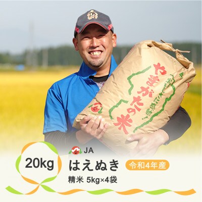 令和4年産 「はえぬき」 精米20kg(5kg×4) 山形県尾花沢市産 新米