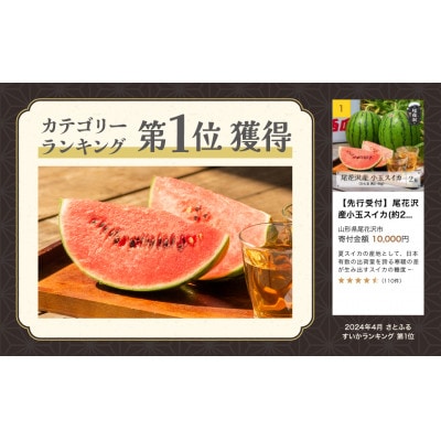 【先行受付】尾花沢産小玉スイカ(約2～4kg)×2玉 令和7年産 観光物産 kb-sukxx2-7b