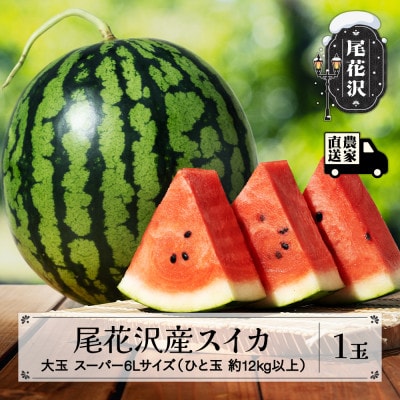 【先行受付】尾花沢産スイカ スーパー6Lサイズ(約12kg以上)1玉 令和7年産 kb-sus6x1