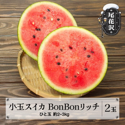 尾花沢産小玉スイカ BonBonリッチ 約2～3kg×2玉 2025年産 kb-subrx2