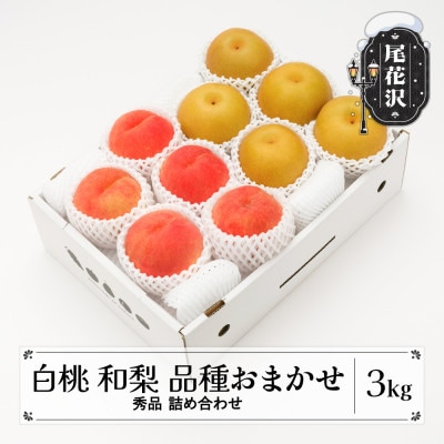 先行受付 白桃&和梨 秀品 詰め合わせ 品種おまかせ 計3kg 令和8年産 山形県産