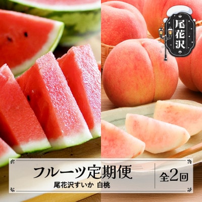 【発送月固定定期便】山形 フルーツ定期便 尾花沢スイカ 白桃全2回