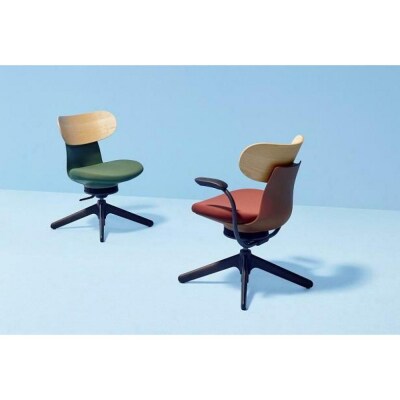 コクヨチェアー　イングライフ(ブリックレッド)/背合板・肘つき・カーペット用(Wキャスター)