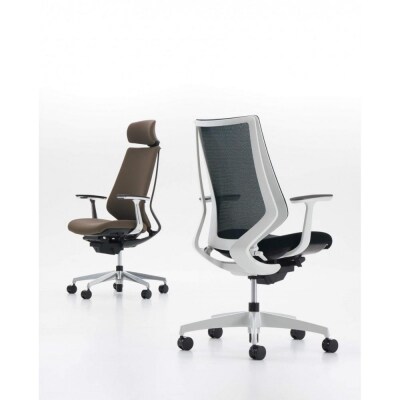 コクヨチェアー　デュオラ2(ソフトグレー・本体黒)/可動肘・ヘッドレスト/カーペット用(Wキャスター