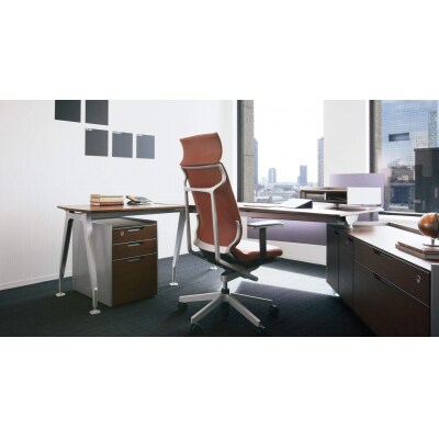 コクヨチェアー　アガタ(ダークネイビー)/本革・フローリング用(Vキャスター)　