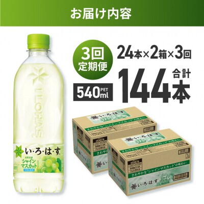 【3ヶ月定期便】い・ろ・は・す シャインマスカット540mlPET×48本_hs137-121