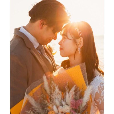 ドレスで撮影夕日plan 思い出 体験 フォトウェディング ロケーション フォト F4F-4193