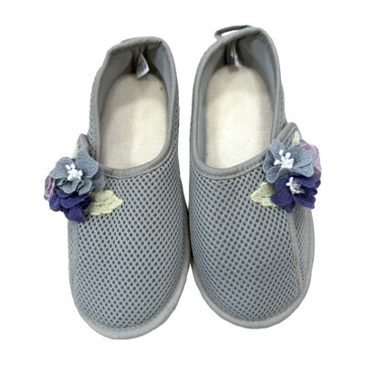 室内シューズ グレー (前閉じ) L Lサイズ 入院用 介護用 靴 母の日 ギフト F4F-8148