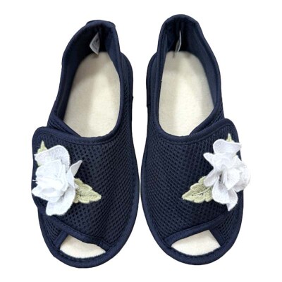 室内シューズ ネイビー(前開き) Lサイズ 入院用 介護用 靴 母の日 ギフト F4F-8167