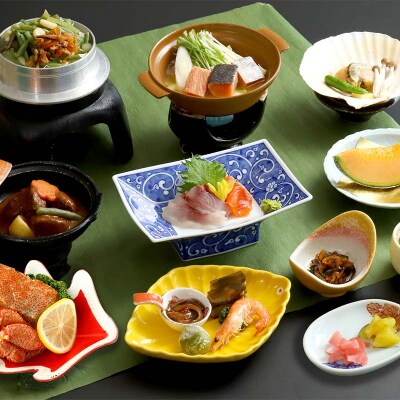 御前水 日和 毛ガニ半身付ペア宿泊 1泊2食 チケット 利用券 サウナ ホテル F4F-8258