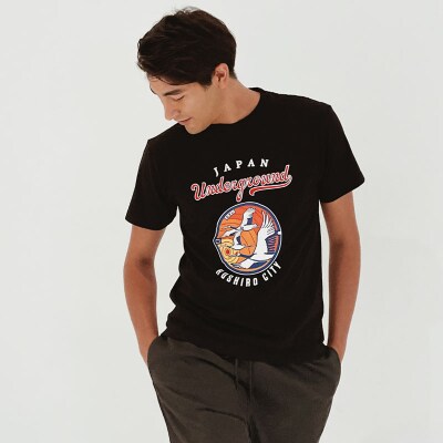 釧路市 マンホールTシャツ (黒) L F4F-1555