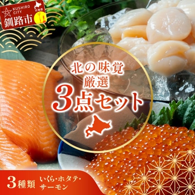 北の味覚海鮮3点セット いくら250g サーモン400g ほたて500g 海鮮 F5F-0096