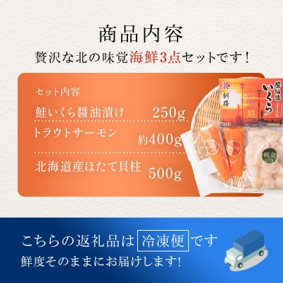 北の味覚海鮮3点セット いくら250g サーモン400g ほたて500g 海鮮 F5F-0096
