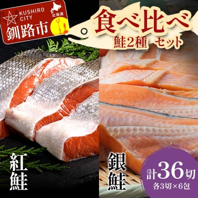 紅鮭×3切れ×6パック 銀鮭×3切れ×6パック 食べ比べ 計36切 F4F-2212
