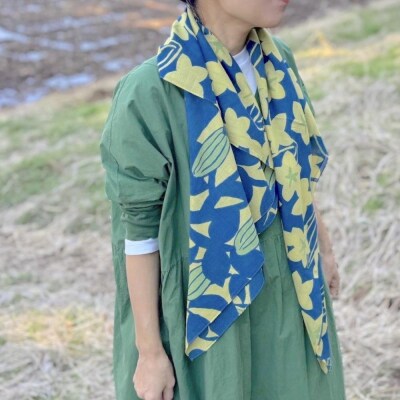 スカーフ「スターフルーツ」スター(コットンシフォン100%) 1枚