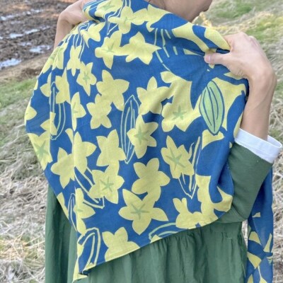 スカーフ「スターフルーツ」スター(コットンシフォン100%) 1枚