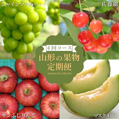 【2026年発送】果物定期便4回(佐藤錦/メロン/シャインマスカット/りんご)_H241(R8)