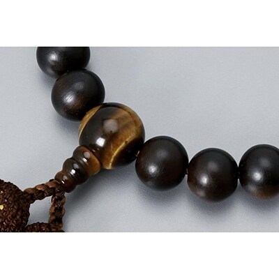 【京念珠】数珠 縞黒檀 虎目石 正絹房【土屋念珠店/男性用/メンズ/念珠/略式/3595】