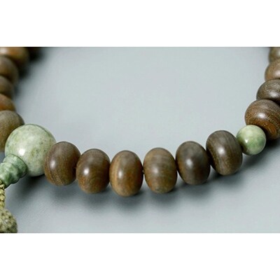 【京念珠】数珠 緑檀 独山玉 正絹房【土屋念珠店/男性用/メンズ/念珠/略式/3682】