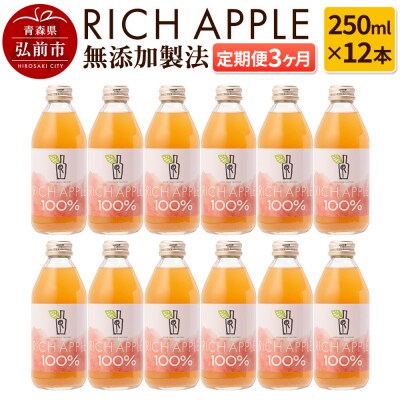 【定期便3ヶ月】RICH APPLE 無添加 りんごジュース12本セット|24_gnk-021203