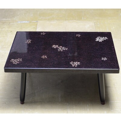 津軽塗 折足テーブル 紫塗込/葉桜|24_ksk-230101