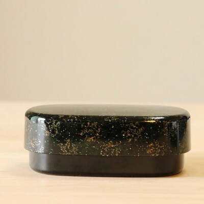 津軽塗 弁当箱(唐塗 貝蒔 黒)|24_tnk-290101b