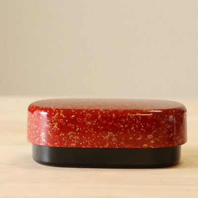 津軽塗 弁当箱(唐塗 貝蒔 赤々)|24_tnk-290101c