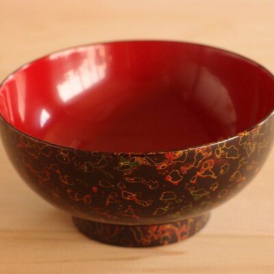 津軽塗 夫婦汁椀(唐塗 呂・赤)|24_tnk-340101a