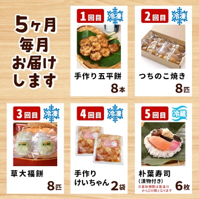 定期便全5回 郷土の味セット 白川茶屋のおばちゃん便 五平餅 草餅 けいちゃん 朴葉寿司 白川茶屋 