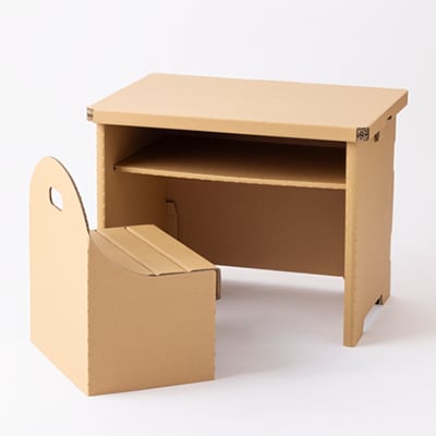 【段ボール製】　幼児向けデスク&チェア　『らくデス』