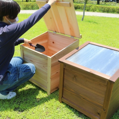 ベランダに置けるおしゃれな木製コンポスト(消滅型)☆ブラウン☆