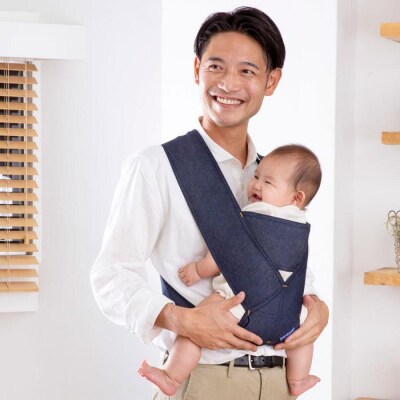 パパ専用抱っこひも デニム ネイビー〈パパコソ〉(Lサイズ)