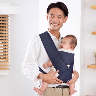 パパ専用抱っこひも デニム ネイビー〈パパコソ〉(XLサイズ)