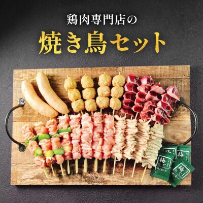 鶏肉専門店の焼き鳥セット(焼き鳥20本・チキンソーセージ2本・焼き鳥たれ(10ml)4パック付)