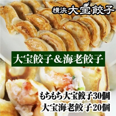 横浜大宝餃子 もちもち国産ジャンボ焼き餃子30個&海老餃子20個セット