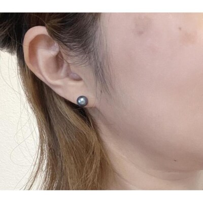 あこや真珠 黒染めPt900ピアス　両耳用1個(1ペア)