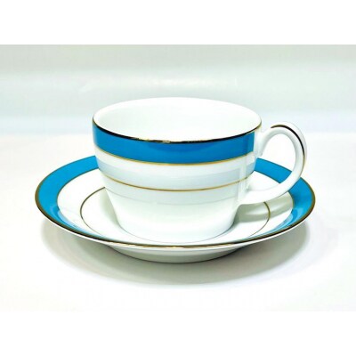 タカラダオリジナル・ロイヤルカップ&ソーサー1客(ターコイズ(水色))(金線付電子レンジ対応)