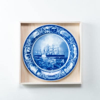 タカラダオリジナル・横浜Before&Now27cm絵皿(木箱入り、皿立付)