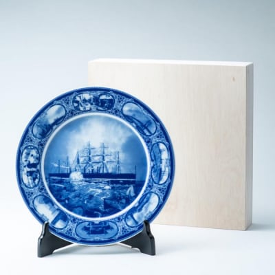 タカラダオリジナル・横浜Before&Now27cm絵皿(木箱入り、皿立付)