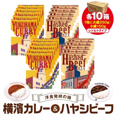 洋食発祥の地　横濱カレー&ハヤシビーフセット各10箱(1箱に大盛250g・小盛150g)