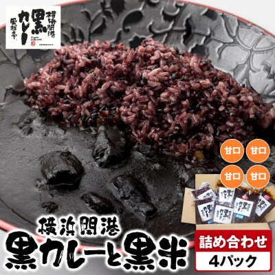 風我亭の横浜開港黒カレーと黒米の詰め合わせ　4パック【甘口4個】