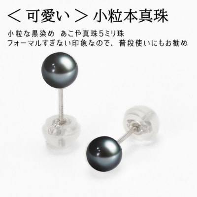 Pt ベビーパール あこや真珠 小粒4.5mm 黒染めPt900ピアス　両耳用1個(1ペア)