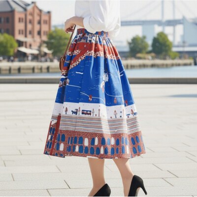 【横浜柄】横浜捺染で染色したスカート