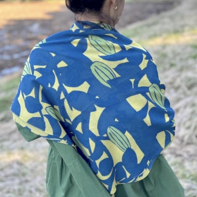 スカーフ「スターフルーツ」スター(コットンシフォン100%) 1枚