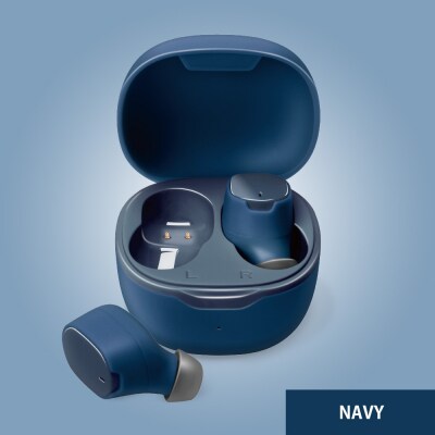 ネイビー】Bluetooth5.3 IPX5 防滴 完全ワイヤレス ステレオイヤホン カナルタイプ