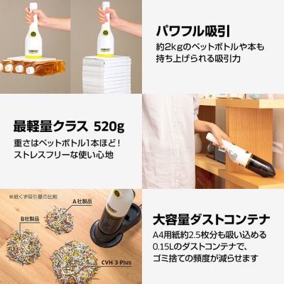 ケルヒャーハンディクリーナー CVH3Plus|コンパクトで卓上や車掃除にぴったり