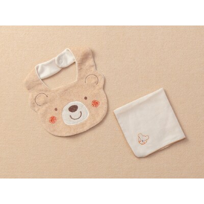 スタイ/くまのコットン&ガーゼハンカチ/刺しゅうくまTAK091